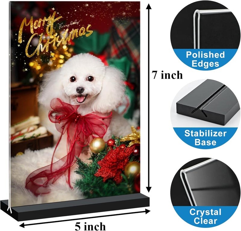 Seencool Acrylic Sign Holder 5x7 - 10Pack Vertical Double Sided Acrylic Sign Stands, Clear Table Menu Display Stand Paper Holder, Plastic Flyer Holder, Vendor Booth Display Items - Image 2